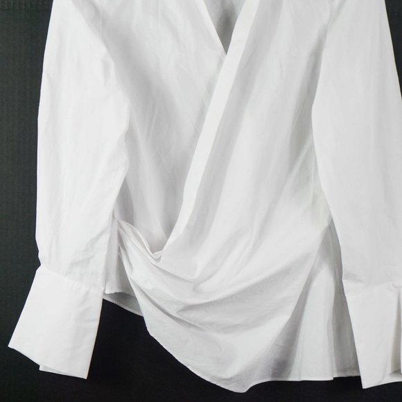 Zara Surplice Cotton Shirt in White M - Picture 2 of 6